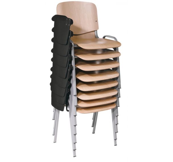 Lot de 4 Chaises Stacks Beiges Woody Sièges de Table Assises Chaises  Empilables en Acier et Plastique 48,5x52,5x80cm - L'Héritier du Temps