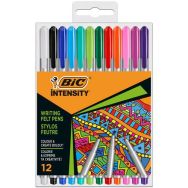 12 Stylo feutre Intensity corp métallisé coloris assortis - BIC