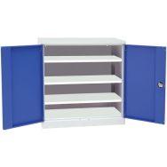 Armoire basse 3 tablettes Ht 100 Larg 100 Prof 50 cm Gris/bleu