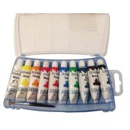 Boite de 10 tubes 10Ml en plastique de gouache  1 pinceau inclus