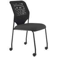 Lot de 3 chaises réunion Diaz pied noir à roulettes