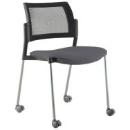 Lot de 3 chaises réunion Kyos pied alu à roulettes