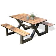 Table jardin avec bancs Vancouver 150x164cm gris anthracite